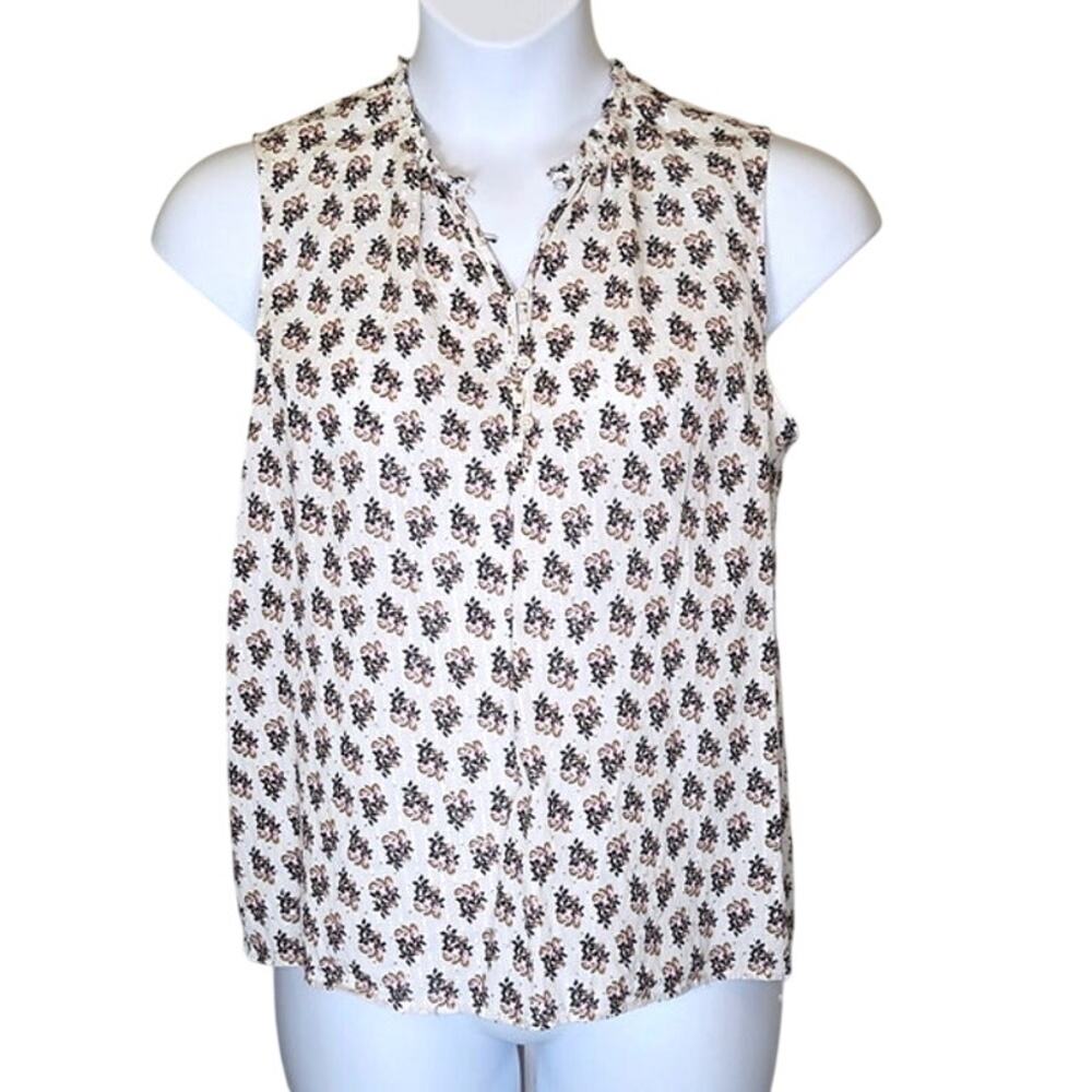 Talbots Top Light and Shimmering Sleeveless, Gathered Collar, Size XL Petite